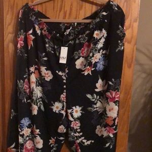 Lili sport floral sheer cover up wide leg pants